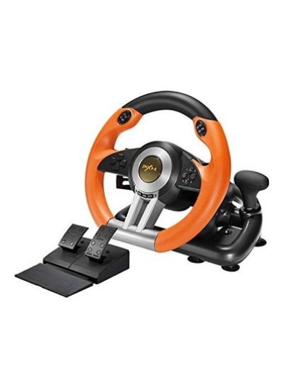 USB Car Race Game Steering Wheel with Pedals for Windows PC