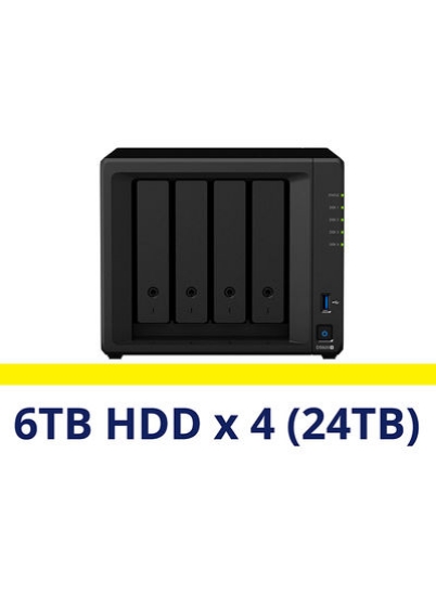 4 Bay NAS DiskStation DS920+ (24 ترابایت): 6 ترابایت x 4 هارد دیسک از پیش نصب شده مشکی