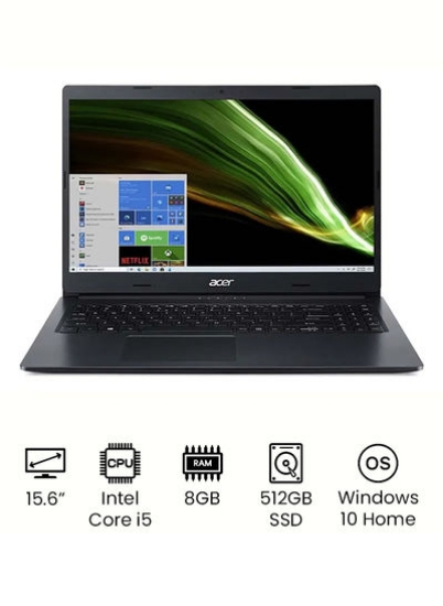 لپ تاپ Aspire 3 با صفحه نمایش 15.6 اینچی، پردازنده Core i5-1035G1، 8 گیگابایت رم، 512 گیگابایت SSD، 2 گیگابایت کارت گرافیک Nvidia GeForce MX330 مشکی
