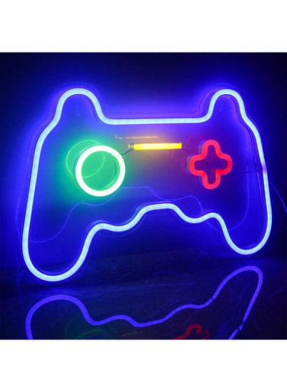 تابلوهای نئون LED Gamepad چراغ‌های شکل‌دار دکور دیوار چند رنگ 27.5 x 41 سانتی‌متر