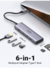 6 در 1 USB C Hub آداپتور HDMI 4K 60Hz تبدیل HDMI SD TF Card Reader 3 پورت USB 3.0 برای MacBook Air Pro M1 2021 2019 2018 iPad Pro Air 4 mini 6 Galaxy S20+ Silver
