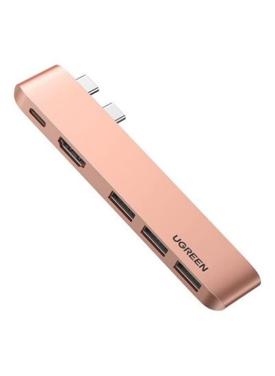 هاب USB C برای MacBook Pro 5-In-1 Type C Hub Adapter با 4K HDMI، پورت USB-C Gen 2، 3*USB 3.0 Pink