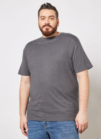 تی شرت پایه یقه خدمه (بسته 2 عددی) خاکستری