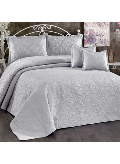 ست لحاف 3 تکه Terena شامل 1 x Comforter 260x240 سانتی متر، 2 x روبالشی 75x50 + 5 سانتی متر نقره پلی استر 260x240 سانتی متر