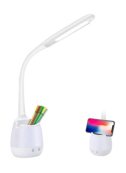 لامپ LED رومیزی شارژی USB با جای قلم سفید