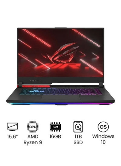 لپ تاپ ROG Strix G15 G513QY-HF002T با صفحه نمایش 15.6 اینچی FHD، AMD Ryzen 9 5900HX / 16 گیگابایت رم / 1 ترابایت SSD / 12 گیگابایت گرافیک Radeon RX 6800M / ویندوز 10 / مشکی/عربی اصلی