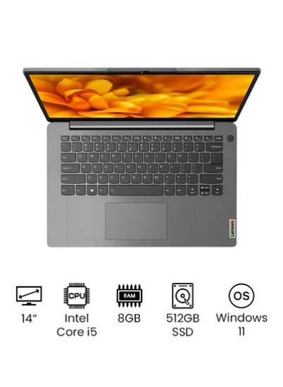 لپ تاپ IdeaPad 3 14ITL6 با صفحه نمایش 14 اینچی FHD، پردازنده Core i5-1135G7 / 8 گیگابایت رم / 512 گیگابایت SSD / گرافیک مجتمع Intel Iris Xe / صفحه اصلی Win11 / انگلیسی/عربی Arctic Grey
