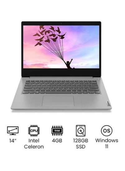 IdeaPad 3 Notebook 81WH007AAX با صفحه نمایش 14 اینچی، پردازنده N4020 اینتل، 4 گیگابایت رم / 128 گیگابایت SSD / گرافیک Intel UHD PLATINUM SILVER