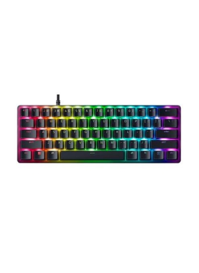 صفحه‌کلید بازی Huntsman Mini 60% - سوئیچ‌های اپتیکال آنالوگ، کلید‌های Doubleshot PBT، Chroma RGB، حافظه داخلی، ضریب فرم 60 درصد قابل حمل، کابل Type-C قابل جدا شدن - مشکی کلاسیک