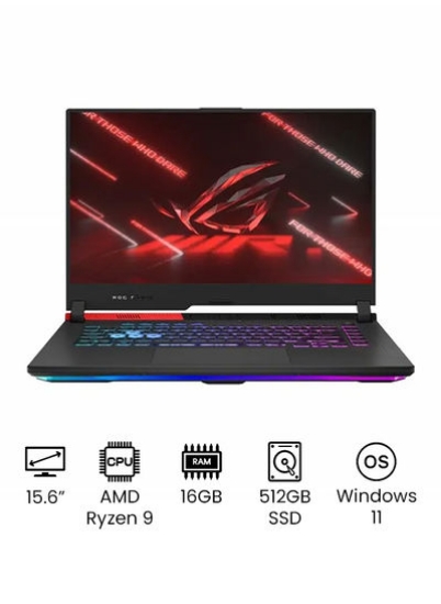 لپ تاپ ROG STRIX G15 با صفحه نمایش 15.6 اینچی WQHD، پردازنده AMD Radeon Ryzen 9-5900HX/16 گیگابایت رم/512 گیگابایت SSD/12 گیگابایت کارت گرافیک AMD Radeon RX 6800M انگلیسی مشکی