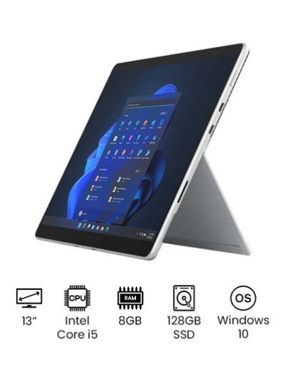 لپ تاپ 2 در 1 قابل تبدیل Surface Pro 8 با صفحه نمایش لمسی 13 اینچی، پردازنده Core i5-1135G7 / 8 گیگابایت رم / 128 گیگابایت SSD / Intel Xe Graphics English Platinum