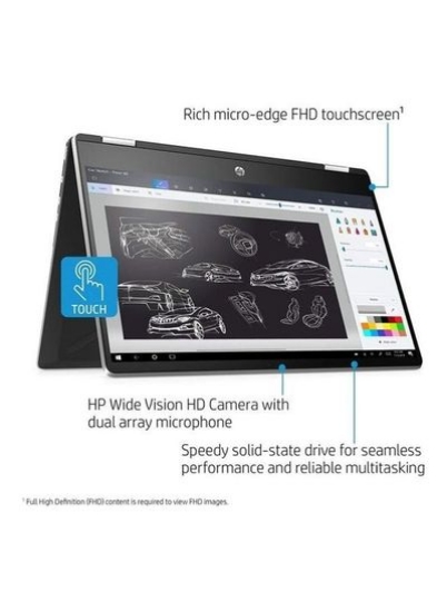 لپ تاپ قابل تبدیل Pavilion x360 14-dy0002ne با صفحه نمایش 14 اینچی لمسی Full HD، Core i5-1135G7/16 گیگابایت رم/512 گیگابایت SSD/گرافیک Intel Iris Xe/Windows 10 Home English Silver