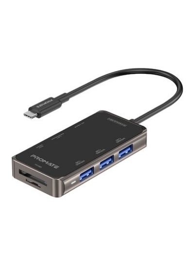 هاب USB-C به 4K HDMI، تحویل برق 100 واتی، پورت RJ45، 3 درگاه USB، اسلات TF/SD، PrimeHub-Mini مشکی