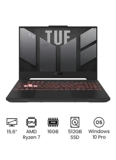لپ‌تاپ گیمینگ TUF A15 FA507RE - 15.6 اینچی FHD، 144 هرتز، AMD Ryzen 7-6800H، 16 گیگابایت رم، 512 گیگابایت SSD، 4 گیگابایت NVidia GeForce RTX 3050Ti، Windows 10 Pro English Mecha