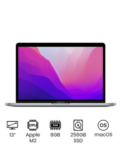 تراشه MacBook Pro 13 اینچی Apple M2 با CPU 8 هسته ای و پردازنده گرافیکی 10 هسته ای، 256 گیگابایت SSD/Intel UHD Graphics English/Arabic Space Grey