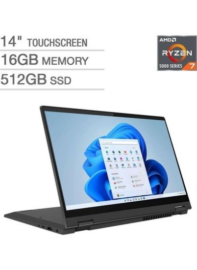 لپ تاپ لنوو فلکس با صفحه نمایش 14 اینچی، Ryzen 7 5700U / 16 گیگابایت رم / 512 گیگابایت SSD، گرافیک یکپارچه AMD Radeon English Grey