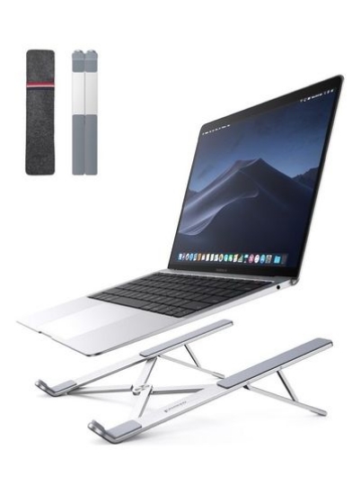 پایه لپ‌تاپ از آلیاژ آلومینیوم قابل تنظیم سطح چشم با ارتفاع ارگونومیک پایه لپ‌تاپ سازگار برای MacBook Pro 2021 Air Chromebook و کیسه ذخیره‌سازی بیشتر شامل سفید