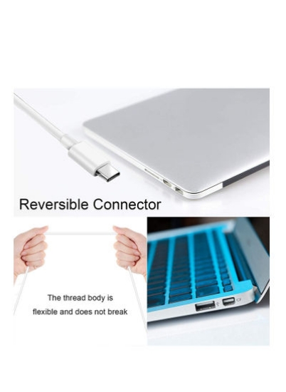 شارژر هوای مک بوک پرو USB نوع C آداپتور برق 61 واتی کابل 2M سازگار با تبلت های 13 اینچی 15 اینچی و گوشی های هوشمند سفید