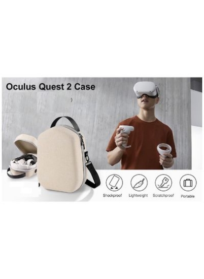 کیف حمل DIRECT 2 U Oculus Quest 2 برای محافظ سبک و قابل حمل – VR Oculus (بژ مایل به صورتی)