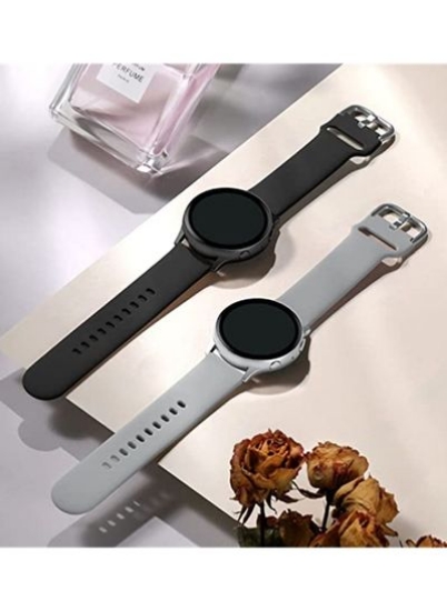 بند ورزشی سیلیکونی برای Samsung Galaxy Active 2، بند ساعت 20 میلی متری سازگار برای Samsung Galaxy Watch Active 2، زنانه، بسته 4 (مشکی، سفید، بنفش تیره، آبی تیره)