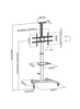 پایه تلویزیون با چرخ چرخ دستی تلویزیون کف برای 32 تا 70 اینچ چرخش صفحه نمایش قابل تنظیم ارتفاع با سبد تلویزیون فولادی با چرخ برای مدیریت کابل صفحه LED و LCD