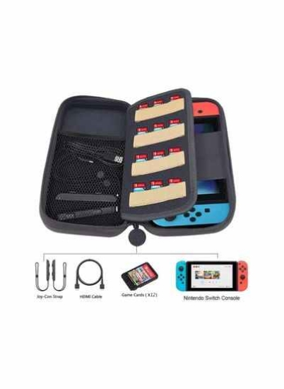 کیف حمل برای نینتندو سوییچ، کیف نگهدارنده محافظ مسافرتی قابل حمل با 10 اسلات کارت بازی و جیب داخلی برای کنسول سوییچ Joy-Con، Emerald Illusions (آبی چشم)