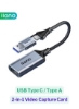 2 در 1 USB A/Type-C ضبط ویدیو با کارت بازی دستگاه ضبط جریانی زنده مجموعه ویدیو 1080P 4K HDMI به USB Type-C دستگاه ضبط برای پخش زنده کنفرانس پخش جریانی دوربین بازی
