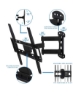 براکت گوشه ای برای پایه دیواری تلویزیون فول موشن بازوی بازوی مفصلی با شیب چرخشی مناسب 32 - 50 اینچ 66 پوند ظرفیت مشکی
