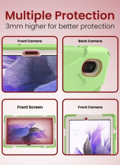 قاب محافظ رنگارنگ مقاوم ضد ضربه Moxedo با پایه 360 چرخشی و بند شانه برای کودکان سازگار با Samsung Galaxy Tab S7 FE 12.4 (T730 / T735) - Matcha Green