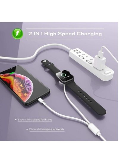 شارژر هوشمند iWatch کابل شارژ بی‌سیم USB 1 متری برای سری Watch SE, 7,6,5,4,3,2,1 iOS 6.0 و Phone 12 11 Pro Max XR,XS,XS Max,X Pad