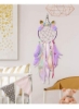 تکشاخ رویا گیر دکور دیوار پر ناز دریم گیر آویز دیواری برای اتاق خواب پرهای سلطنتی بنفش طرح قلاب بافی سنتی منگوله های پر گل