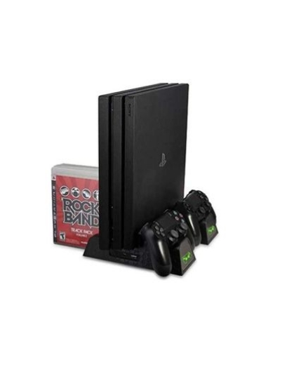 شارژر کنترلی دوگانه پایه عمودی DOBE PS4/PS4 Slim/PS4 PRO با فن خنک کننده با 12 عدد دیسک ذخیره سازی PCS