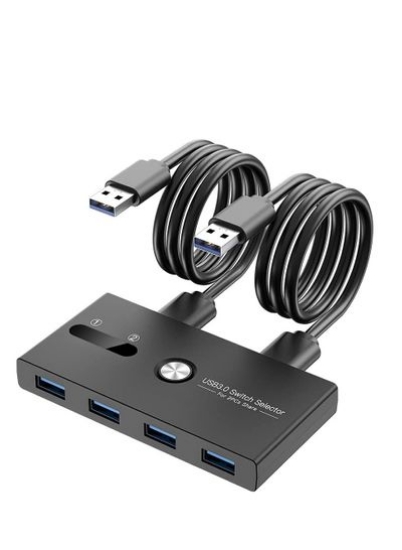 KVM Switcher 4 پورت USB Peripheral Switcher Box Hub برای لپ تاپ چاپگر اسکنر صفحه کلید ماوس با سوئیچ یک دکمه و 2 عدد کابل USB 3.0