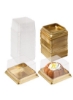 جعبه کاپ کیک، جعبه مینی کیک ماه، ظرف جعبه کیک تکی 50 بسته، جعبه پلاستیکی شفاف جعبه کیک کیک، جعبه مافین کیک کیک، برای لوازم جشن تولد عروسی نوزاد دوش (پایه طلا)