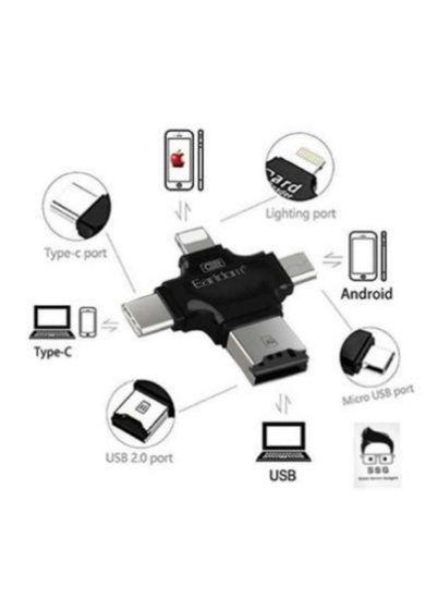 4 در 1 کارت حافظه Micro SD Card Reader SLR Camera Reader سازگار با Galaxy S8/Android/Mac/PC/MacBook با Lightning، Micro USB، USB Type C، USB3.0 Trail Camera Viewer