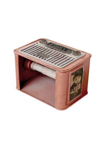 نگهدارنده جعبه فلزی 1 تکه مینی وینتیج طرح رادیویی برای بار و رستوران دفتر خانه