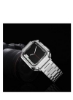 سازگار با بند اپل واچ، طراحی شده برای i-Watch Strap Series 7 6 5 4 3 2 1 SE، زنجیر فلزی از جنس استنلس استیل با قاب پوششی TPU، طراحی شده برای اتصال مچ بند نقره ای دستبند ساعت هوشمند آیفون