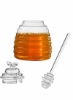 ظرف عسل با درب و دیپر، قابلمه زنبور عسل و درب برای نگهداری توسط Paulsway، ظرف عسل 17 اونس شیشه ای زنبور عسل، نگهدارنده ظروف عسل برای آشپزخانه منزل، شفاف
