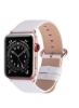 بند iWatch سازگار Excellence 38mm 40mm 41mm 42mm 44mm 45mm Leather Compatible Apple Watch Strap Series SE 7 6 5 4 3 2 1 45mm 44mm 42mm White + Rose Gold (ساعت شامل نمی شود)