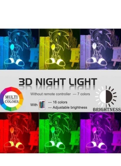 لامپ 3D Illusion LED چند رنگ نور شب بازی Sonic The Hedgehog فیگور حسگر لمسی تغییر رنگ برای کودکان چراغ رومیزی هدیه تولد کودک