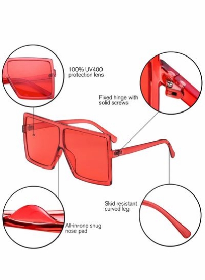 عینک آفتابی مردانه و زنانه، عینک آفتابی مربعی بزرگ