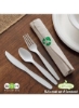 ست قاشق و چنگال یکبار مصرف سفید PLA ظروف طبیعی سازگار با محیط زیست بامبو چنگال قاشق و چاقو با بسته دستمال 100 عددی.