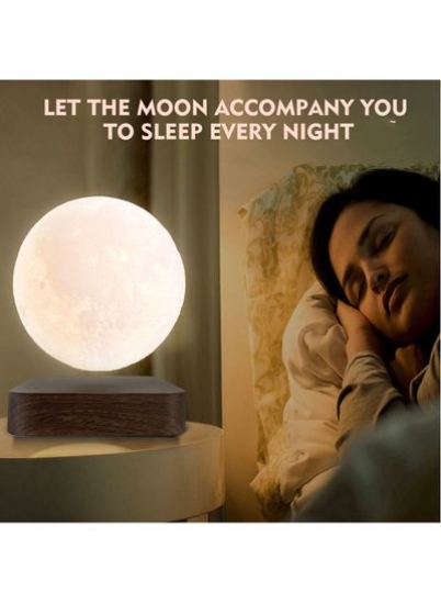 نور ماه معلق مغناطیسی SKY TOUCH با 3 رنگ برای دکور میز منزل اداری چراغ خواب سه بعدی LED شناور و چرخان با پایه چوبی