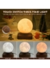 نور ماه معلق مغناطیسی SKY TOUCH با 3 رنگ برای دکور میز منزل اداری چراغ خواب سه بعدی LED شناور و چرخان با پایه چوبی
