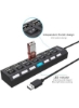 چند پورت USB اسپلیتر، هاب 7 پورت USB 2.0 سوئیچ تکی روشن/خاموش با سرعت بالا با LED سازگار برای همه دستگاه های USB هاب USB 7 در 1