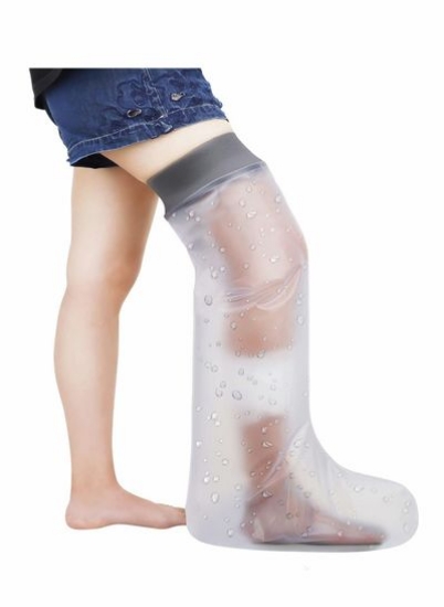 کاور ضد آب پا برای حمام دوش، محافظ دوش کامل ساق بزرگسالان برای خشک نگه داشتن زخم‌ها، پوشش ضد آب ساق پا برای جراحی مچ پا پا زانو، بدون علامت روی پوست قابل استفاده مجدد