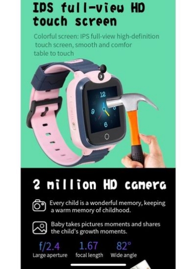 ساعت هوشمند کودکان 4G سیم کارت GPS با تماس HD Camra صورتی ضد آب