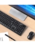 صفحه کلید بی سیم و ماوس ترکیبی 2.4 گیگاهرتز صفحه کلید بی سیم با اندازه کامل و ماوس بی صدا برای ویندوز، قابل تنظیم 3 DPI، خانه و دفتر، رایانه رومیزی/کامپیوتر/لپ تاپ، مشکی