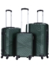 ست چمدان 3 تکه ترولی سخت ABS، چرخ های اسپینر با قفل شماره 20/24/28 اینچ - سبز تیره