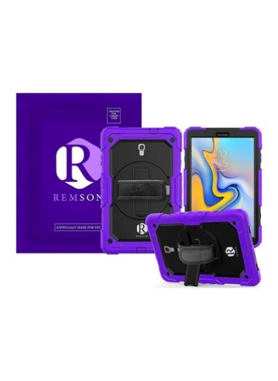 Samsung Galaxy Tab A 10.5 اینچی T590 2018 Remson Heavy Duty Full Body مقاوم در برابر ضربه مقاوم در برابر ضربه با پایه 360 درجه و روکش بند شانه - بنفش